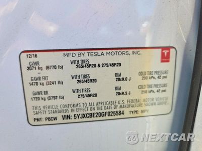 Zdjęcie 13 z 13 samochodu: 2016 TESLA MODEL X VIN:5YJXCBE20GF025584 - miniatura
