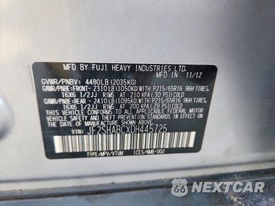 Zdjęcie 13 z 13 samochodu: 2013 SUBARU FORESTER 2.5X VIN:JF2SHABCXDH445725 - miniatura