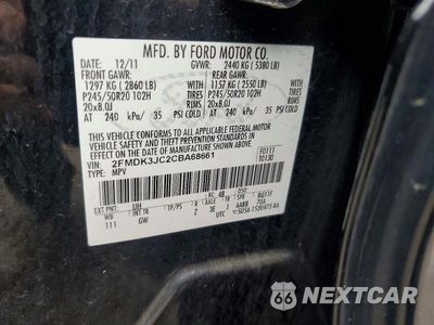Zdjęcie 13 z 13 samochodu: 2012 FORD EDGE SEL VIN:2FMDK3JC2CBA68661 - miniatura