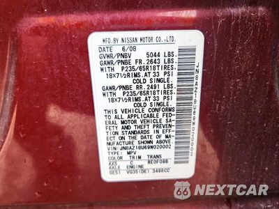 Zdjęcie 12 z 12 samochodu: 2009 NISSAN MURANO S VIN:JN8AZ18U69W020002 - miniatura