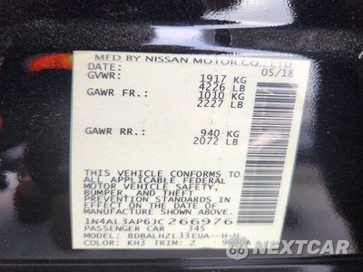 Zdjęcie 13 z 13 samochodu: 2018 NISSAN ALTIMA 2.5 SR VIN:1N4AL3AP6JC266976 - miniatura