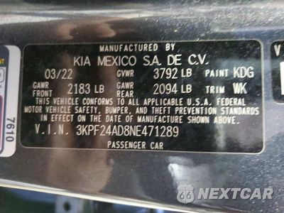 Zdjęcie 13 z 13 samochodu: 2022 KIA FORTE LXS VIN:3KPF24AD8NE471289 - miniatura