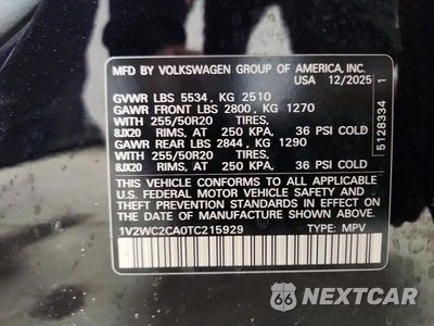 Zdjęcie 14 z 14 samochodu: 2026 VOLKSWAGEN ATLAS CROSS SPORT SE VIN:1V2WC2CA0TC215929 - miniatura