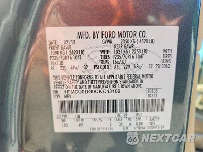 Zdjęcie 13 z 13 samochodu: 2012 FORD ESCAPE XLT VIN:1FMCU0DG0CKC43109 - miniatura