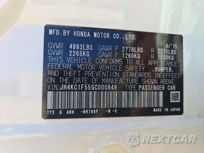 Zdjęcie 12 z 12 samochodu: 2016 ACURA RLX TECH VIN:JH4KC1F55GC000849 - miniatura