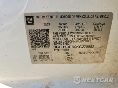 Zdjęcie 12 z 12 samochodu: 2019 CHEVROLET SILVERADO K1500 LT VIN:3GCUYDED0KG270082 - miniatura