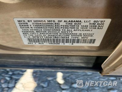 Zdjęcie 13 z 13 samochodu: 2007 HONDA PILOT EXL VIN:5FNYF185X7B013034 - miniatura