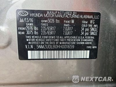 Zdjęcie 13 z 13 samochodu: 2017 HYUNDAI SANTA FE SPORT 2.4L VIN:5NMZUDLB0HH001659 - miniatura