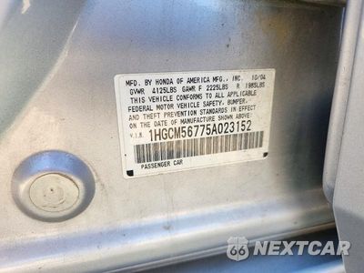 Zdjęcie 12 z 12 samochodu: 2005 HONDA ACCORD EX VIN:1HGCM56775A023152 - miniatura