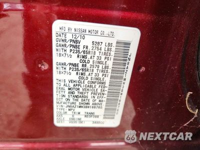 Zdjęcie 13 z 13 samochodu: 2011 NISSAN MURANO S VIN:JN8AZ1MW3BW166760 - miniatura