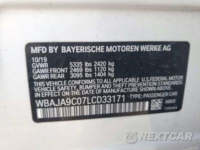 Zdjęcie 12 z 12 samochodu: 2020 BMW 530E VIN:WBAJA9C07LCD33171 - miniatura