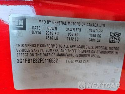 Zdjęcie 12 z 12 samochodu: 2015 CHEVROLET CAMARO LS VIN:2G1FB1E32F9116532 - miniatura