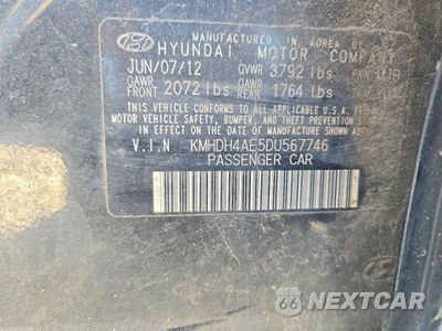 Zdjęcie 12 z 12 samochodu: 2013 HYUNDAI ELANTRA GLS VIN:KMHDH4AE5DU567746 - miniatura