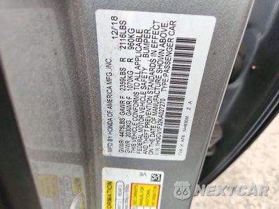 Zdjęcie 12 z 12 samochodu: 2019 HONDA ACCORD SPORT VIN:1HGCV1F32KA027270 - miniatura