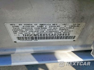 Zdjęcie 12 z 12 samochodu: 2005 HONDA ACCORD EX VIN:1HGCM56855A028455 - miniatura