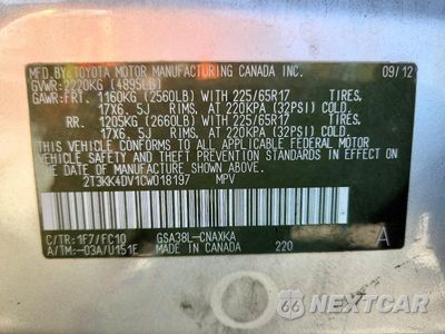 Zdjęcie 14 z 14 samochodu: 2012 TOYOTA RAV4 BASE VIN:2T3KK4DV1CW018197 - miniatura