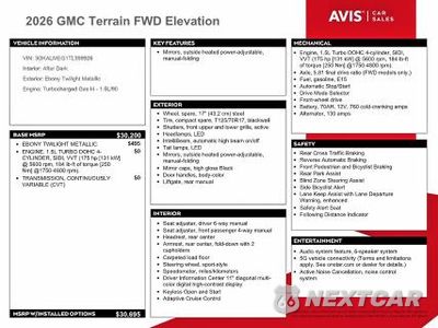 Zdjęcie 12 z 13 samochodu: 2026 GMC TERRAIN ELEVATION VIN:3GKALMEG1TL399926 - miniatura