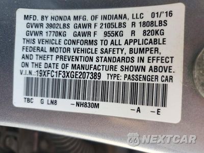 Zdjęcie 13 z 13 samochodu: 2016 HONDA CIVIC EX VIN:19XFC1F3XGE207389 - miniatura