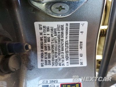 Zdjęcie 12 z 12 samochodu: 2007 HONDA CIVIC LX VIN:1HGFA15577L072874 - miniatura