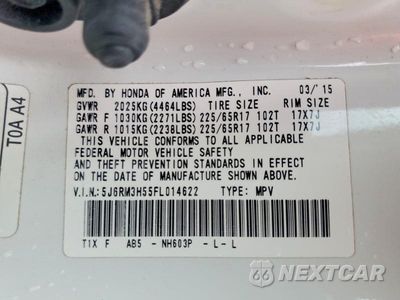 Zdjęcie 13 z 13 samochodu: 2015 HONDA CR-V EX VIN:5J6RM3H55FL014622 - miniatura