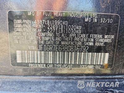 Zdjęcie 12 z 12 samochodu: 2011 SUBARU IMPREZA WRX VIN:JF1GR7E63BG816792 - miniatura