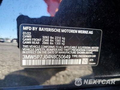 Zdjęcie 12 z 12 samochodu: 2022 BMW 330E VIN:3MW5P7J04N8C50649 - miniatura