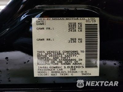 Zdjęcie 12 z 12 samochodu: 2019 NISSAN ALTIMA SV VIN:1N4BL4DW8KC188005 - miniatura