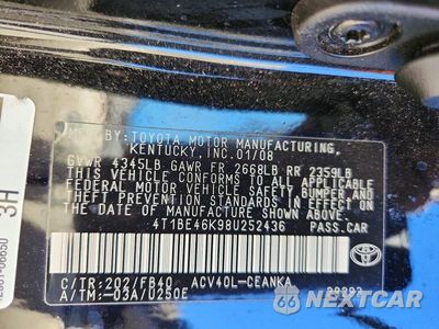 Zdjęcie 12 z 12 samochodu: 2008 TOYOTA CAMRY BASE VIN:4T1BE46K98U252436 - miniatura