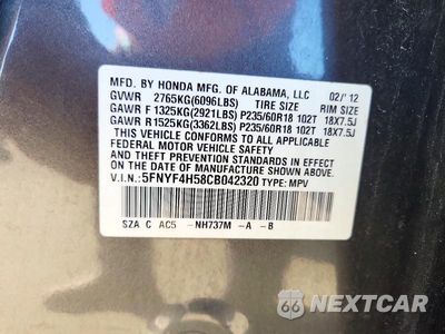 Zdjęcie 13 z 13 samochodu: 2012 HONDA PILOT EXL VIN:5FNYF4H58CB042320 - miniatura