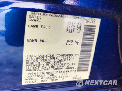 Zdjęcie 12 z 12 samochodu: 2016 NISSAN ALTIMA 2.5 SR VIN:1N4AL3AP8GC206979 - miniatura