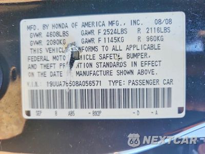 Zdjęcie 12 z 12 samochodu: 2008 ACURA TL TYPE S VIN:19UUA76508A056571 - miniatura