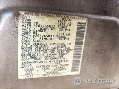 Zdjęcie 12 z 12 samochodu: 2007 NISSAN FRONTIER SE VIN:1N6AD09W97C447898 - miniatura
