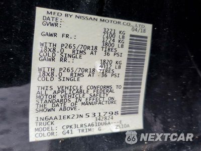 Zdjęcie 12 z 12 samochodu: 2018 NISSAN TITAN S VIN:1N6AA1EK2JN531798 - miniatura