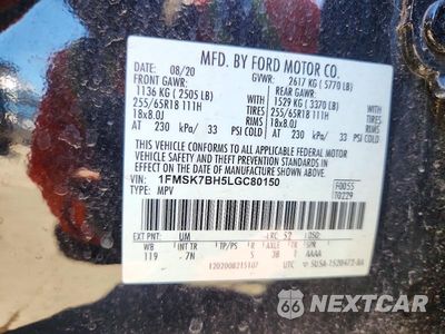 Zdjęcie 14 z 14 samochodu: 2020 FORD EXPLORER VIN:1FMSK7BH5LGC80150 - miniatura