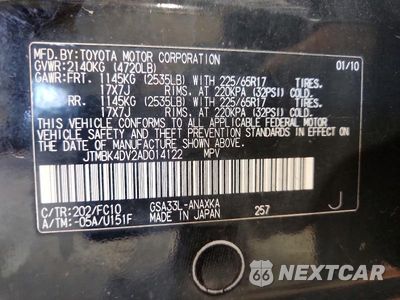 Zdjęcie 12 z 12 samochodu: 2010 TOYOTA RAV4 BASE VIN:JTMBK4DV2AD014122 - miniatura
