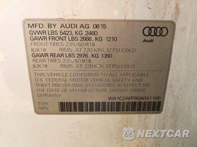 Zdjęcie 13 z 13 samochodu: 2016 AUDI Q5 PREMIUM VIN:WA1C2AFP9GA041100 - miniatura