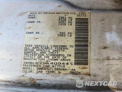 Zdjęcie 12 z 12 samochodu: 2021 NISSAN ALTIMA SR VIN:1N4BL4CV3MN409445 - miniatura
