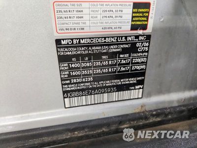 Zdjęcie 12 z 12 samochodu: 2006 MERCEDES-BENZ ML 350 VIN:4JGBB86E76A095935 - miniatura