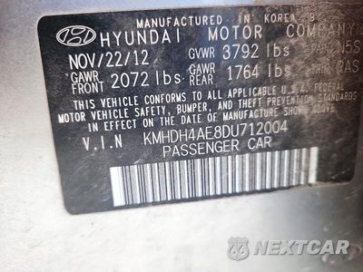 Zdjęcie 12 z 12 samochodu: 2013 HYUNDAI ELANTRA GLS VIN:KMHDH4AE8DU712004 - miniatura