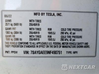 Zdjęcie 14 z 14 samochodu: 2022 TESLA MODEL Y VIN:7SAYGAEE9NF490751 - miniatura