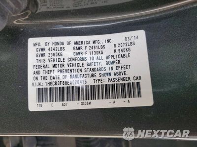 Zdjęcie 12 z 12 samochodu: 2014 HONDA ACCORD EXL VIN:1HGCR3F88EA026415 - miniatura