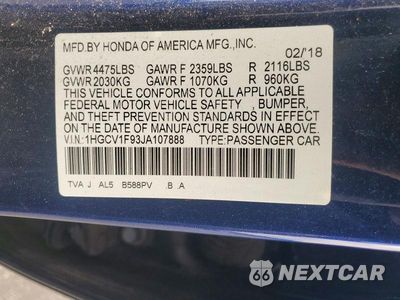 Zdjęcie 12 z 12 samochodu: 2018 HONDA ACCORD TOURING VIN:1HGCV1F93JA107888 - miniatura