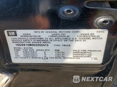 Zdjęcie 12 z 12 samochodu: 2006 CHEVROLET SILVERADO K1500 VIN:1GCEK19B66Z255413 - miniatura
