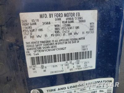 Zdjęcie 12 z 12 samochodu: 2010 FORD F150 SUPERCREW VIN:1FTEW1C8XAFC03827 - miniatura