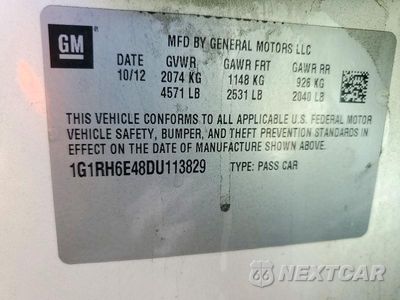 Zdjęcie 12 z 12 samochodu: 2013 CHEVROLET VOLT VIN:1G1RH6E48DU113829 - miniatura