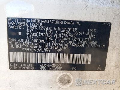 Zdjęcie 13 z 13 samochodu: 2011 TOYOTA RAV4 VIN:2T3BF4DV7BW107095 - miniatura
