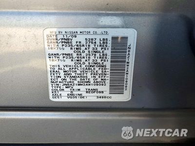Zdjęcie 12 z 12 samochodu: 2010 NISSAN MURANO S VIN:JN8AZ1MW2AW109092 - miniatura