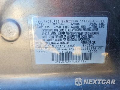 Zdjęcie 13 z 13 samochodu: 2015 NISSAN VERSA 1.6 SV VIN:3N1CN7AP4FL837786 - miniatura