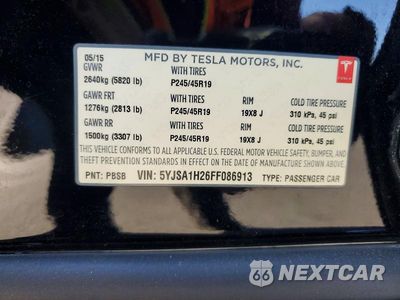 Zdjęcie 13 z 13 samochodu: 2015 TESLA MODEL S 85D VIN:5YJSA1H26FF086913 - miniatura