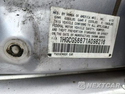 Zdjęcie 12 z 12 samochodu: 2001 HONDA ACCORD EX VIN:1HGCG56671A098216 - miniatura